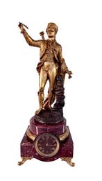 Figurale pendule - Marmer, Zinklegering, Brons - 1850-1900