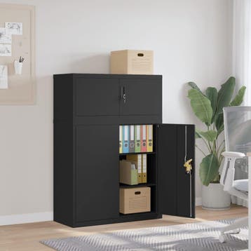 vidaXL Archiefkast 90x40x130 cm staal zwart, Verzenden, Nieuw