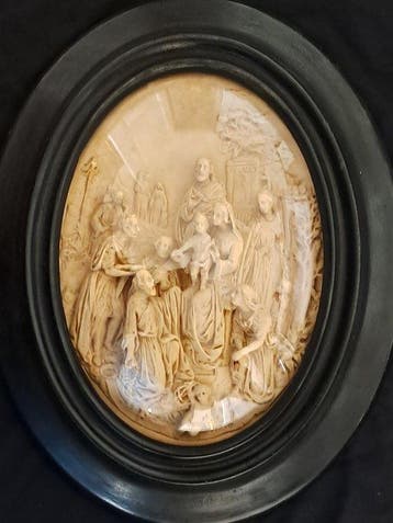 Reliëf, Religieus Hoogrelief - Heilige Familie - 45 cm -, Antiek en Kunst
