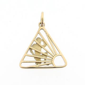 Gouden hanger van het naturisten symbool (Hanger of bedel), Ophalen of Verzenden, Gebruikt, Goud, Overige merken