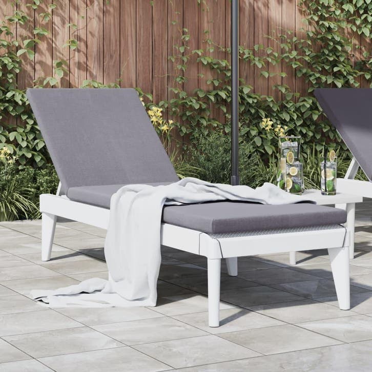 vidaXL Ligbed 186x60x29 cm polypropeen wit, Tuin en Terras, Ligbedden, Nieuw, Verzenden