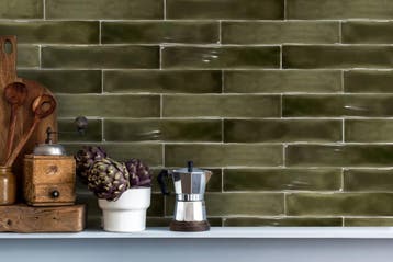 Wandtegel Groen 5x25cm (Muurtegels, Muur- en plafondtegels), Doe-het-zelf en Verbouw, Nieuw, 20 tot 40 cm, 10 m² of meer, Wandtegels