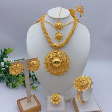 Gouden Sieraden Set Dames 24k Verguld - Afrikaans/Indisch De, Verzenden, Nieuw