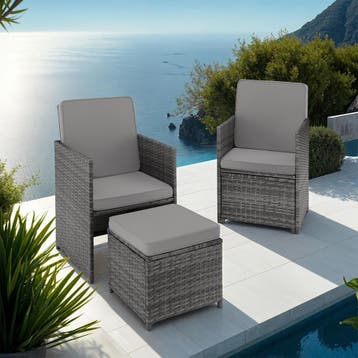 Wicker zitgroep Palermo 2+2+1 - grijs, Verzenden, Nieuw