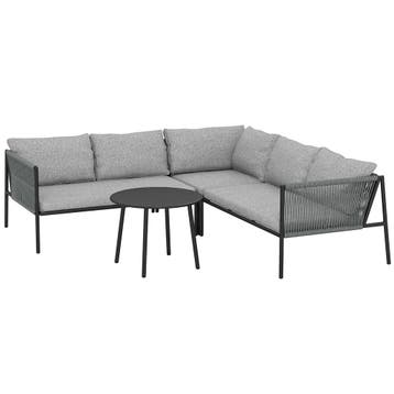 Tuinmeubelset Polyrattan Lounge-set Met Hoekbank Tafel Kusse, Verzenden, Nieuw