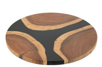 Snijplank Rond Acacia Hout/Hars Naturel/Zwart, Verzenden, Nieuw
