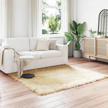 vidaXL Tapijt van imitatie TAFALLA Crèmekleurig 160 x 160 cm, Verzenden, Nieuw, Crème