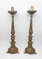 Kaarsenhouder (2) - Messing - Paar kandelaars voor kerk - 43, Antiek en Kunst