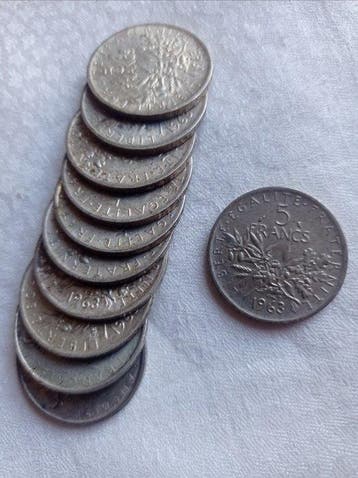 Frankrijk. 5 Francs 1963 Semeuse (lot de 11 monnaies en