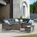 Loungeset Manacor - Grijs - Incl. Kussens, Tuin en Terras, Tuinsets en Loungesets, Verzenden, Nieuw