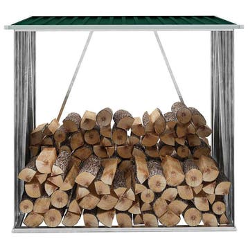 vidaXL Haardhoutschuur 163x83x154 cm gegalvaniseerd staal, Huis en Inrichting, Kachels, Verzenden, Nieuw