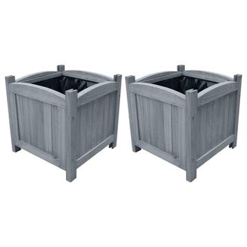 vidaXL Plantenbakken verhoogd 2 st 30x30x30 cm massief, Verzenden, Minder dan 60 cm, Nieuw, Hout