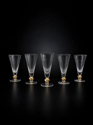 Santi Murano - Wijnglas (5) - Gouden knoop - Muranoglas, 24, Antiek en Kunst