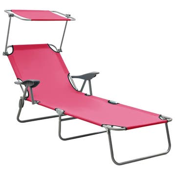vidaXL Ligbed met luifel staal roze, Tuin en Terras, Verzenden, Nieuw