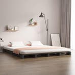 vidaXL Palletbed massief hout grijs 150x200 cm, Verzenden, Overige maten, 200 cm, Grijs