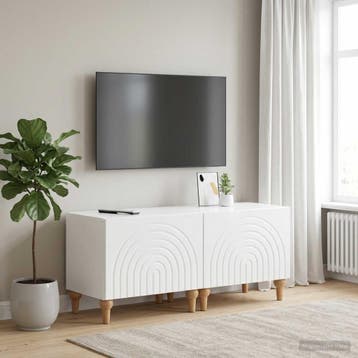 vidaXL Tv-meubel Hoogglans Wit Bewerkt hout, Huis en Inrichting, Minder dan 50 cm, Verzenden, Nieuw, Minder dan 100 cm