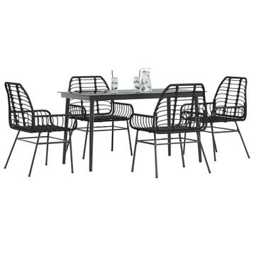 vidaXL 5-delige Tuinset poly rattan glas zwart, Verzenden, Nieuw, 4 zitplaatsen, Tuinset