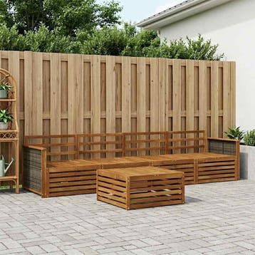 vidaXL Buiten bankenset 5 st Naturel Massief Acaciahout, Verzenden, Nieuw