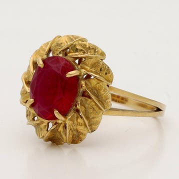 Ring - 18 karaat Geel goud - Robijn, Nieuw