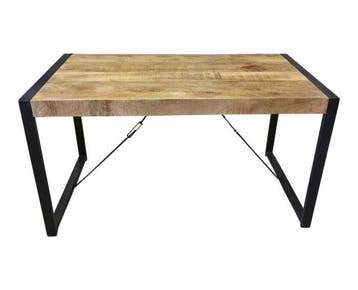Eettafel mangohout & metaal 220 x 90 cm, Huis en Inrichting, Ophalen of Verzenden, Nieuw