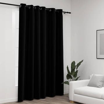 vidaXL Gordijn linnen-look verduisterend met ogen 290x245 cm, Verzenden, Nieuw, Zwart