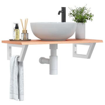 vidaXL Badkamer wandschap staal en massief eikenhout, Verzenden, Nieuw