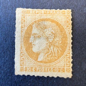 Frankrijk - Yvert 43B Bordeaux 10c bistre geperforeerd, Gestempeld