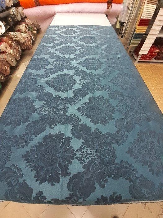 Meubelstof - 270 cm - 280 cm - Stof Barok Blauw Navy, Antiek en Kunst, Antiek | Kleden en Textiel