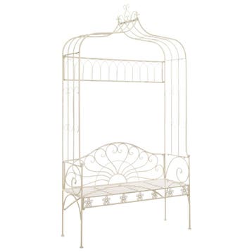 vidaXL Tuinbank 122 cm ijzer antiekwit, Tuin en Terras, Tuinbanken, Verzenden, Nieuw, Metaal