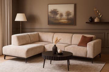 Hoekbank Avola 2.5 zits Beige - Aphrodite3, Huis en Inrichting, Banken | Bankstellen, Ophalen of Verzenden, Nieuw