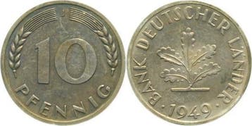 Duitsland 10 Pfennig 1949 J Pp Proof etwas fleckig J 378, Verzenden