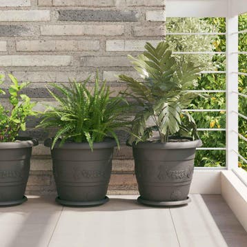 vidaXL Plantenpotten 6 st Zwart Ø 30 x 25 cm Kunststof, Kunststof, Minder dan 30 cm, Verzenden, Minder dan 60 cm