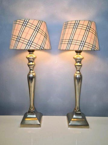 Tafellamp (2) - Burberry Style High-End Lampen - No Reserve