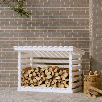 vidaXL Haardhoutrek 108x73x79 cm massief grenenhout wit, Huis en Inrichting, Kachels, Verzenden, Nieuw