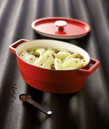 2dekans | Pyrex Slow Cook rood ovale gietijzeren braadpan, Ophalen of Verzenden, Zo goed als nieuw