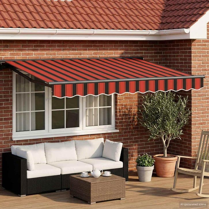 vidaXL Elektrisch Uittrekbaar Zonnescherm Oranje, Zwart en, Tuin en Terras, Zonneschermen, Nieuw, Verzenden