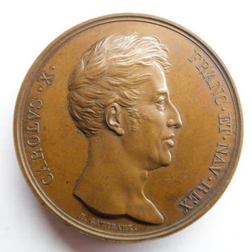 Frankrijk. Médaille en bronze Charles X. Agrandissement de