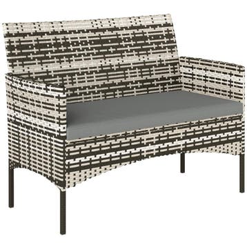 2-zits Rattan Tuinbank PE-Rattan Outdoor Terrasbank Met Kuss, Verzenden, Nieuw