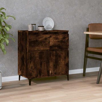 vidaXL Dressoir 60x35x70 cm bewerkt hout gerookt, Huis en Inrichting, Kasten | Dressoirs, Verzenden, Nieuw, 50 tot 100 cm, 25 tot 50 cm