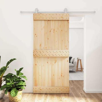 vidaXL Schuifdeur Natuurlijk en Wit 95 x 210 cm Massief, Verzenden, Nieuw