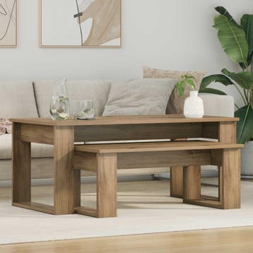 vidaXL Koffietafel Set 2 st Artisan Eiken 100 x 50 x 42 cm, Verzenden, Nieuw, Overige houtsoorten, 50 tot 100 cm