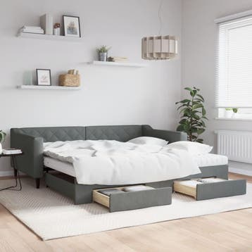 vidaXL Slaapbank onderschuifbed en lades 100x200 cm stof, 100 cm, Eenpersoons, Verzenden, Nieuw