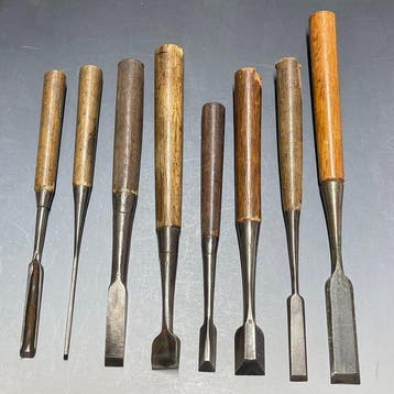 Tsuki, Maru Nomi | Bench Slick, Round Long Chisels Set -, Antiek en Kunst
