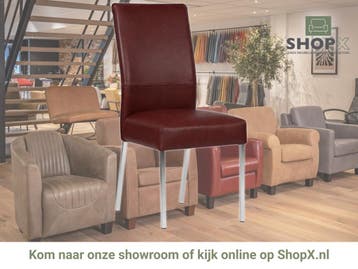 Leren eetkamerstoel Real - Granada Rouge (rood) - Poten, Huis en Inrichting, Stoelen, Nieuw, Ophalen of Verzenden, Eén, Rood