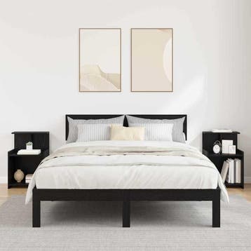 vidaXL Nachtkastje 2 st Zwart Eiken 40 x 35 x 60 cm Bewerkt, Minder dan 45 cm, Verzenden, Nieuw, 55 tot 70 cm