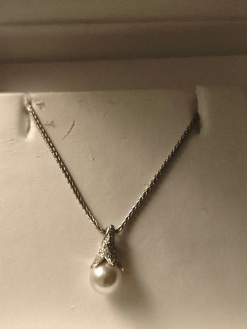 Damiani - Ketting met hanger - 18 karaat Witgoud Parel