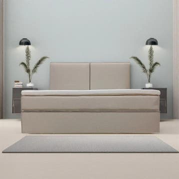 Boxspring Detroit - Chenillestof - Incl. Opbergruimte - Beig, Verzenden, Nieuw