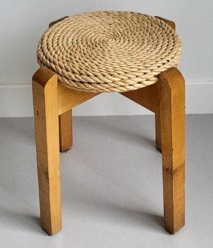 Kruk - Beuken - Vintage krukje, Antiek en Kunst, Kunst | Designobjecten