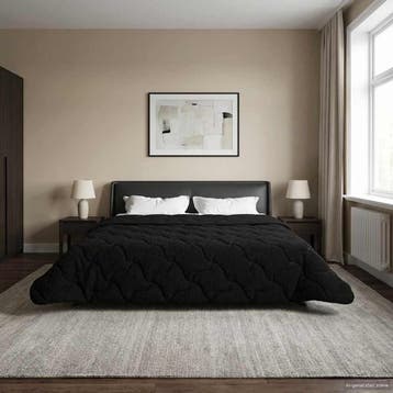 vidaXL Winter Dekbed Zwart 200 x 200 cm Microfiber en Teddy, Verzenden, Nieuw, Zwart