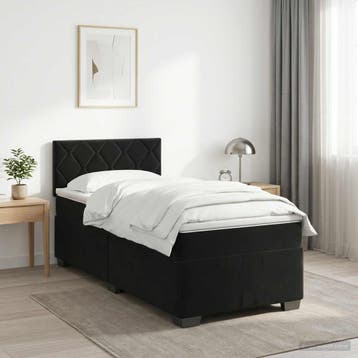 vidaXL Boxspringbed met matras Zwart 80 x 200 cm Fluweel, Eenpersoons, Verzenden, Zwart, Nieuw